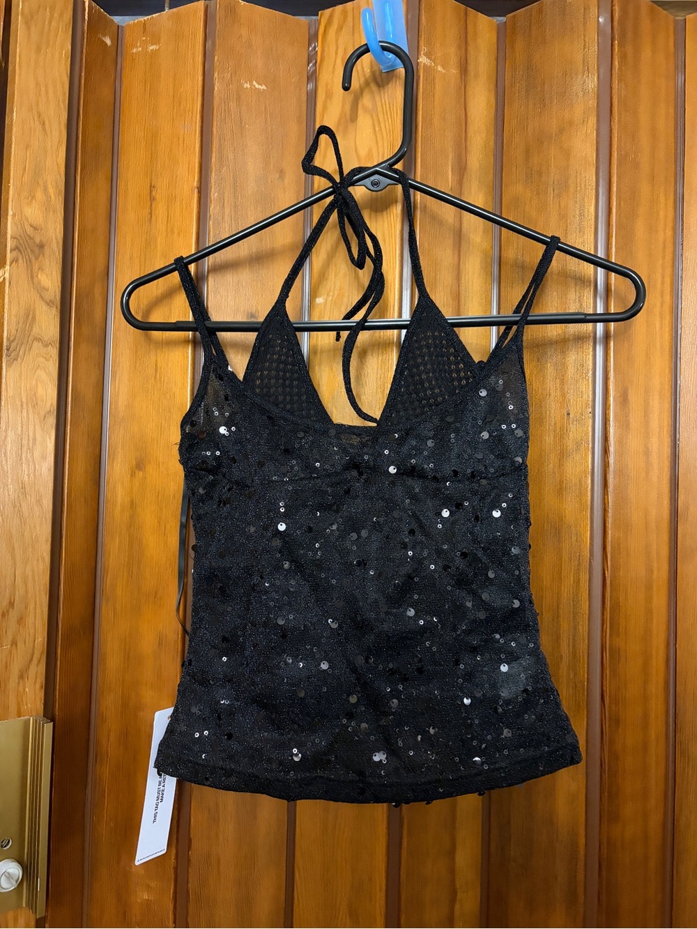 Princess Polly Black Sequin Halter Cami